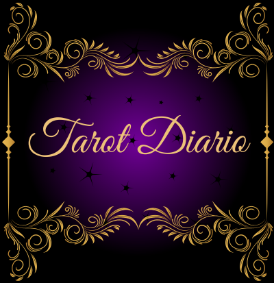 Diseño místico con el texto tarot diario personalizado sobre fondo púrpura y detalles dorados. Lectura de tarot Marsella