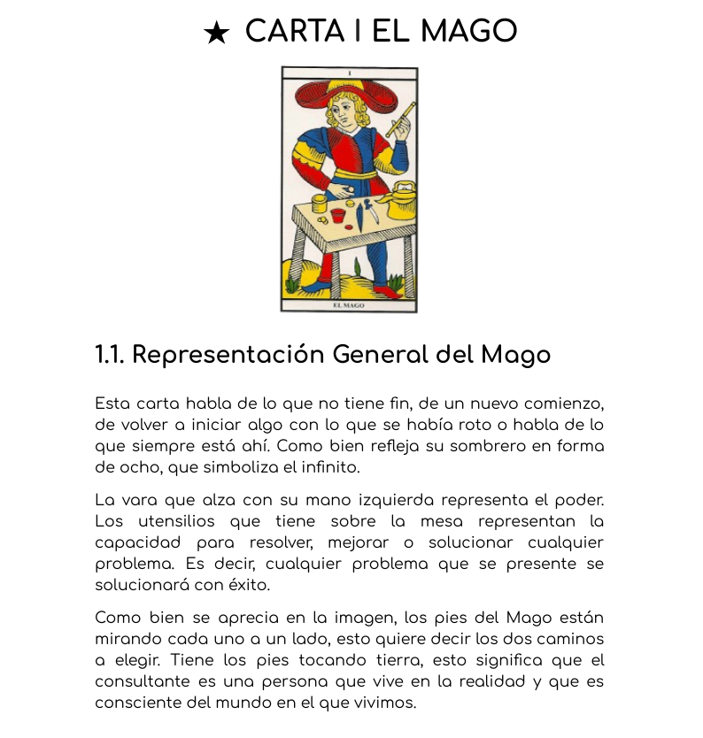 Índice libro tarot para principiantes de los Arcanos Mayores del tarot de Marsella. Significado del Mago del tarot