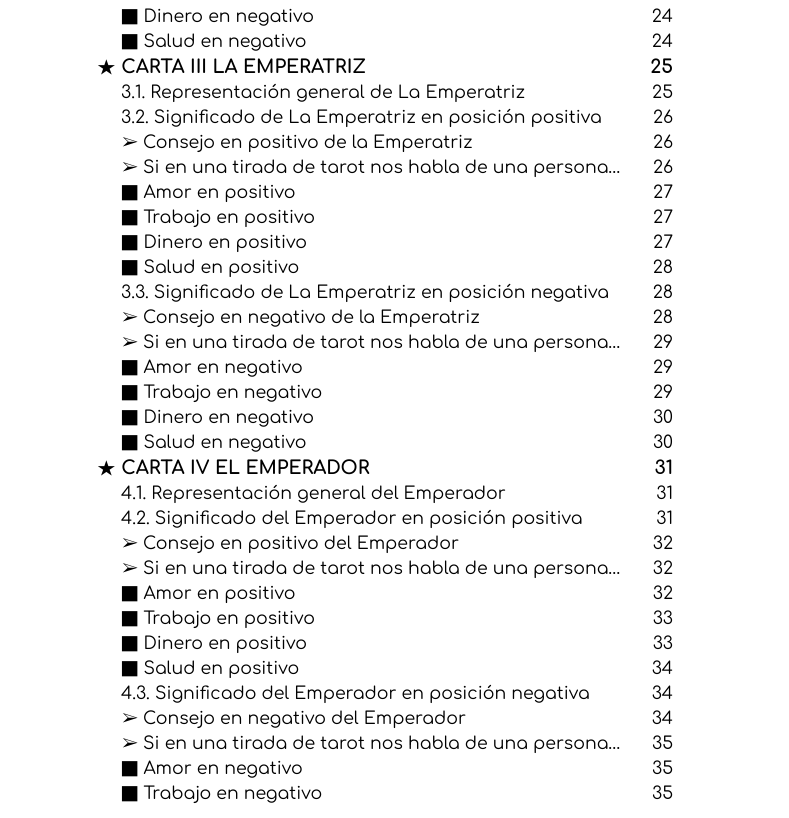 Índice libro tarot para principiantes de los Arcanos Mayores del tarot de Marsella